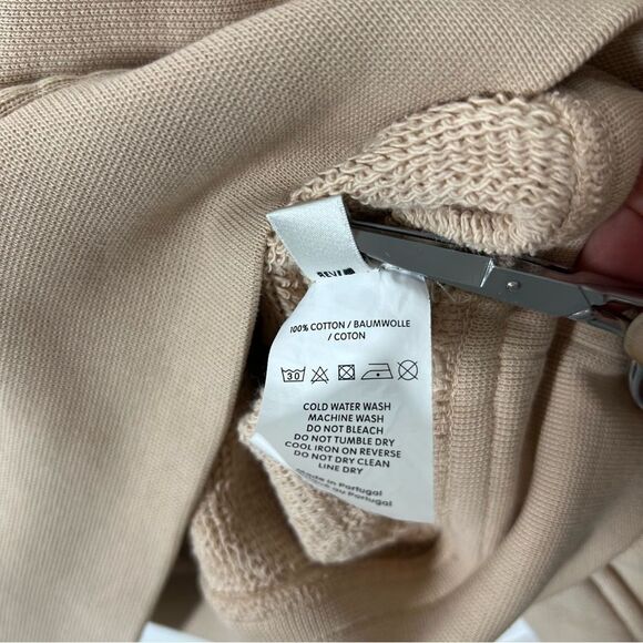 Agolde Women’s Size Small Tan Beige Kit Cropped French Terry Interior Sweatshirt - Picture 13 of 15